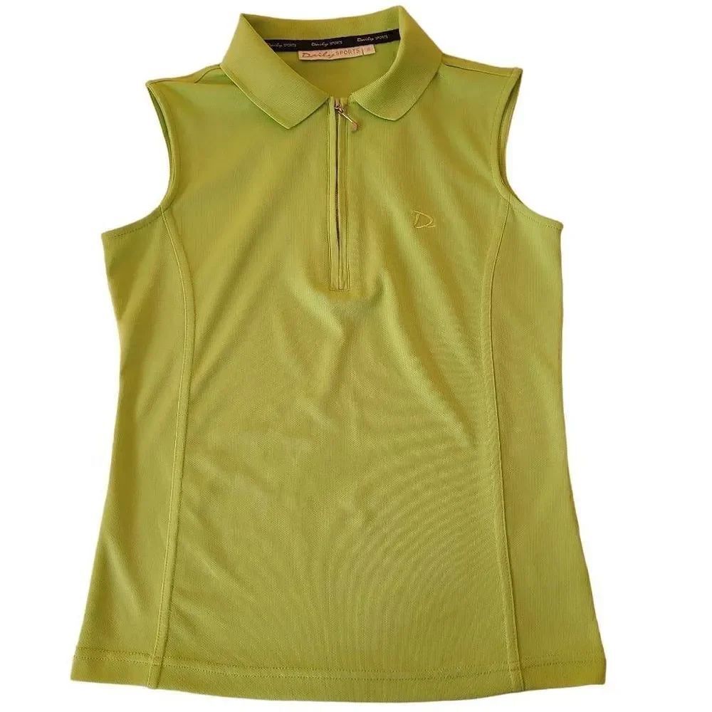 Daily Sports Womens Sleeveless Lime Green Athletic Golf Polo Shirt Small